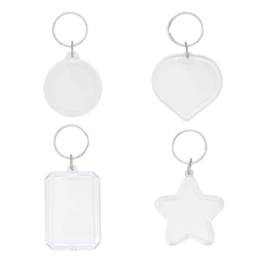 12 Packs: 16 ct. (192 total) Mixed Shapes Clear Plastic Keychains by Creatology&#x2122;